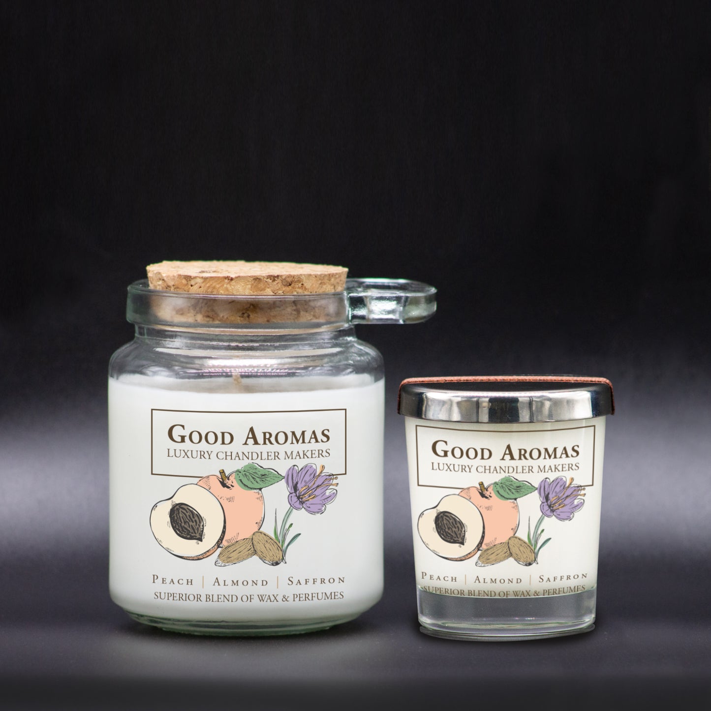 Luxury Scented Candle - Peach, Almond & Saffron