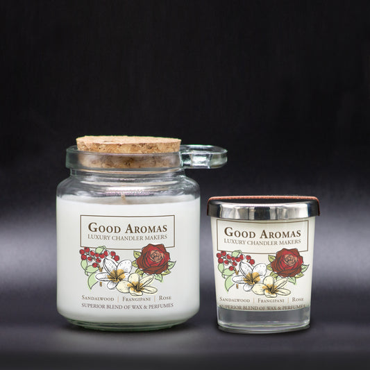 Luxury Scented Candle - Sandalwood, Frangipani & Rose